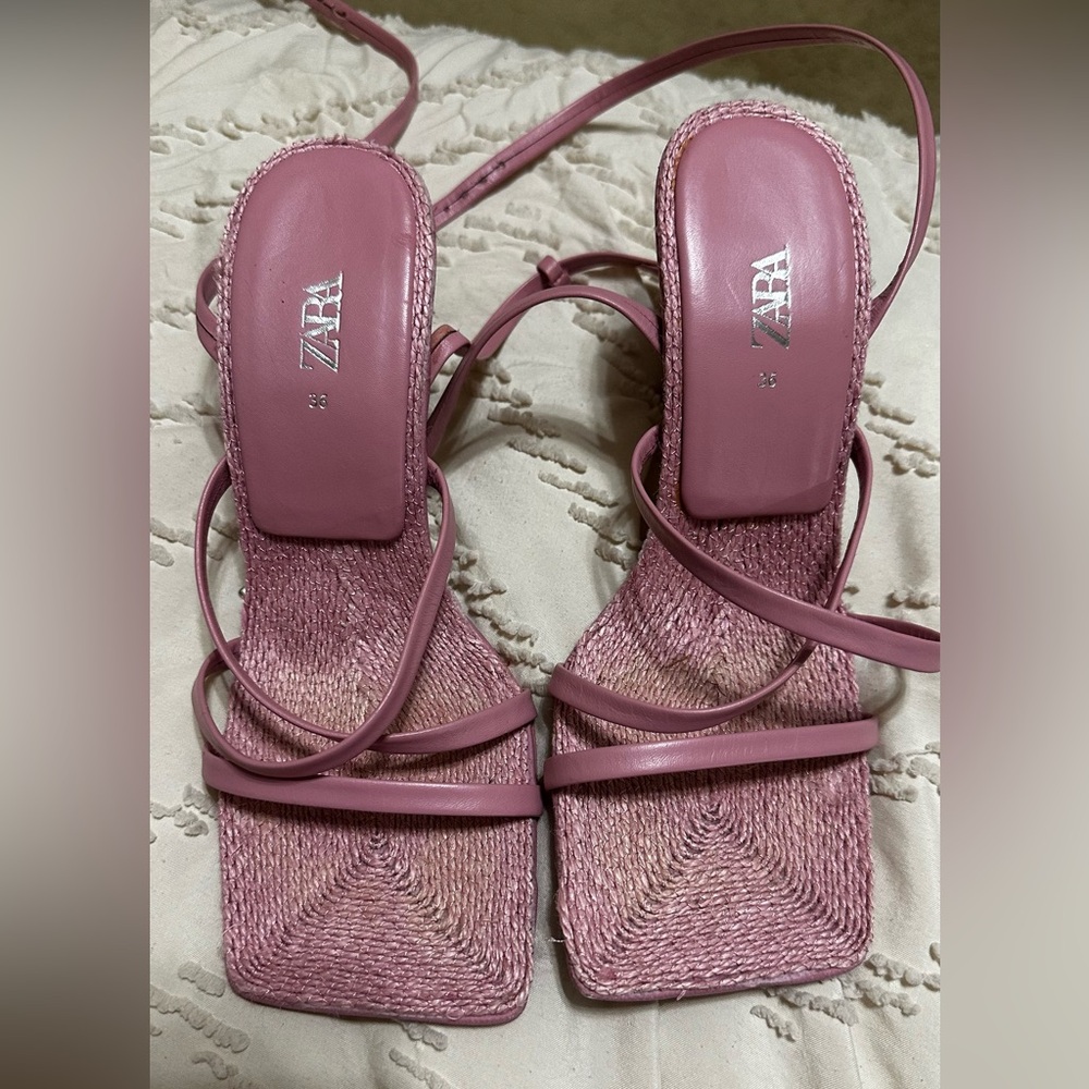 Zara Mauve Strappy Sandals
